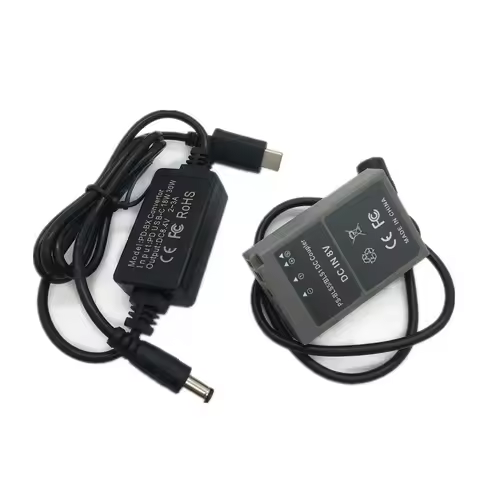 BLS-5 Dummy Battery + PD Type-C Adapter Charging Cable for Olympus E-P1 E-P2 E-P3 E-PL1 Power Bank a
