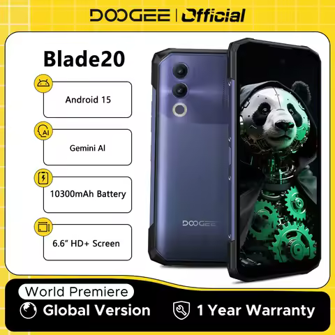 DOOGEE Blade20 Rugged Phone Gemini AI Android 15 10300mAh Battery 6.6'' HD+ Display 4GB 128GB Global