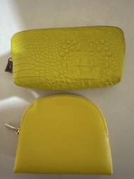 Furla 黃色半圓形化妝包