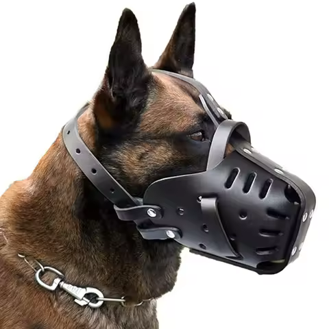 Dog Muzzle German Shepherd Dalmatian Doberman Setter Leather Basket Medium Large Breeds Adjustable L