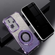 For OPPO A79 A97 5G A2 Pro Luxury Plating Flashcard Phone Case Soft Transparent Shockproof Anti Crac