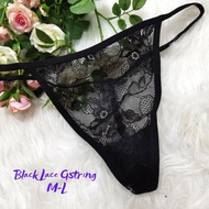 Women Gstring Black Lace Gstring with Ribbon