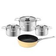 Bộ nồi Inox liền khối Elmich Hera EL-8138IN size 16, 18, 22 chảo full induction 26cm