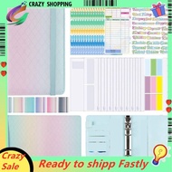 A6 Gradient Macaron Binder Hand Ledger Notebook Leather PU Loose-Leaf Book Cash Budget Book with Zip