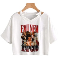Eminem Slim Shady crop top summer gyaru Aesthetic cropped shoujo girl style 2025 Fairy Slim Fit Cute