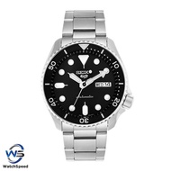 Seiko 5 Sports SRPD55 SRPD55K1 Automatic Silver Stainless Steel Band Black Men Day Date Watch