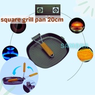 Samona Square Grill Pan 20cm Poldable Teflon Versatile BBQ Grill Pan