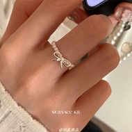 suzyacc kr纯银蝴蝶结珍珠戒指女弹力轻奢气质高级感食指戒可调节suzyacc kr sterling silver bow20251231