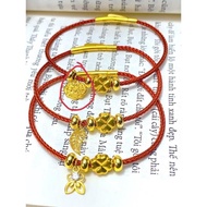 Longevity Lock Charm with 1 hanging side - 10 kara Au Gold, size 10mm, durable and beautiful KJ KJ K