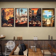 Miyazaki Hayao street view Instagram-style healing decorative painting, suitable for milk tea shops,