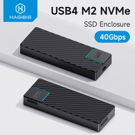 Hagibis USB 4.0 40Gbps M.2 NVMe SSD Enclosure เข้ากันได้กับ Thunderbolt 4/3 USB 3.2/3.1/3.0 ASM2464ฮาร์ดไดรฟ์เสริมเคสสำหรับ2230 2242 2260 2280เมตร SSD 2 NVME พร้อมคีย์ PCIE M/B &amp; M รองรับความจุสูงสุด4Tb