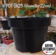 POT BUNGA UK25 (diameter 22cm) ISI 1 LUSIN  POT PLASTIK  POT HITAM  POT TANAMAN