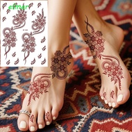 ELMER Henna Tattoo Stickers, Red Mehndi Stickers Legs Arm Temporary Tattoo, Red Lace Henna Tattoo La