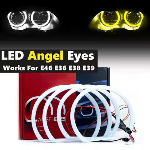 4x Car-styling Dual color White Yellow LED Halo Rings Cotton Light For BMW E36 E38 E39 E46 2D Coupe 