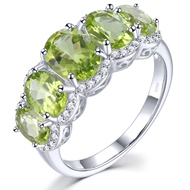 Lohaspie Jewelry Nhẫn bạc nguyên khối 22 carat chính hãng 925 Nhẫn Opal Citrine Peridot tự nhiên ngu