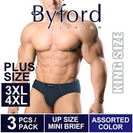 seluar dalam (3 Pcs) Byford Plus Size Men Brief 100% Cotton Men Underwear Assorted Colours - BUD5118