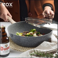 EOX Non Stick Pot 30cm Grey, Frying Pan PEOA Free Large Capacity Frying Wok Induction Safe, Contains Lid Free