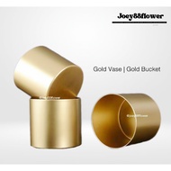 [SG READY STOCKS] Preserved Flower Wholesaler: Durable Gold Vase Bucket Flower Arrangement Gold Vase Stainless Steel