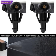 LOVETOUCH 2Pcs Black Plastic Car Front Windshield Washer Wiper Water Spray Nozzle Fit for Nissan TII