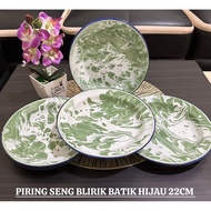 HIJAU Blirik Enamel Plates 6 Pcs - Green Vintage Plates Size 22 Cm - Stainless Enamel Dinner Plates 