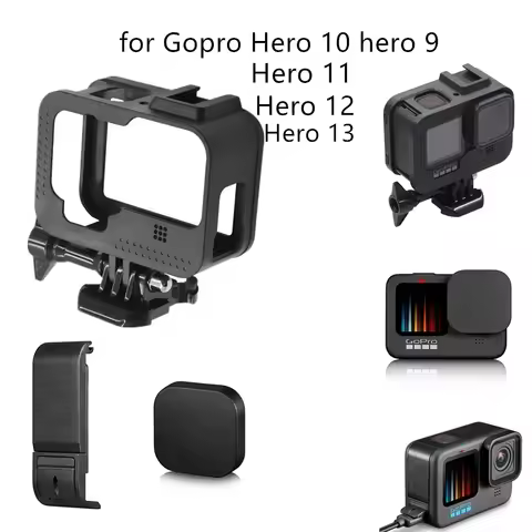 For GoPro 10 9 Black Frame Case Lens Protective Cap Cover Cage Battery Side Cover for Go Pro Hero 13