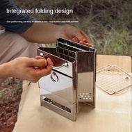 New Outdoor Folding Firewood Stove Mini Stainless Steel Oven Barbecue Camping Picnic Folding Barbecue Rack