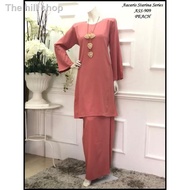 ✓[STA] AAS-909 | Baju Kurung Pahang Raya Kain Lipat Batik Plain Peach