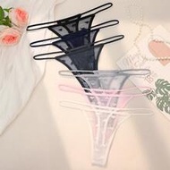 6pcs/Pack Romantic Lace Thong Panties, Japanese Style