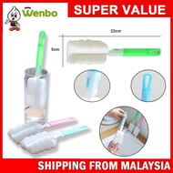 Wenbo Plastic Removable Brush Stick Cup &amp; Bottle Long Handle Brush Baby Milk Bottle Cleaning Brush Sponge
