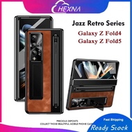 Retro Leather Folding Stand Phone Case For Samsung Galaxy Z Fold 4 Fold 5 With Pens Retro Fold Phone