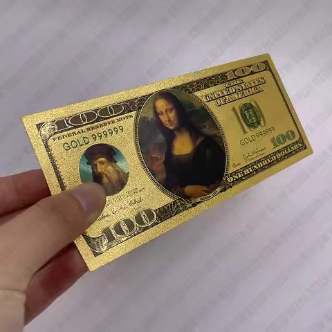 Italy Da Vinci Mona Lisa Smile 100 US Dollar Gold Banknote Collection and Home Decoration Souvenir C