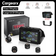 TPMS Tire Pressure Monitoring System with Removable Bracket, Solar/USB Charging, 5 Alarm System, 4 E