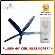 FUJIBIN FBCF-60B5R 60" Ceiling Fan/ Siling Kipas With Remote Control 5 Blade 150W (Black)