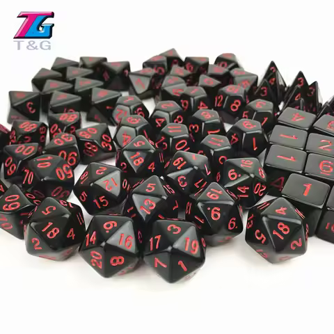 Digital Cube Dice Solid Black X Red Polyhedral D4/D6/D8/D10/D10%/D12/D20 for RPG/Board Game