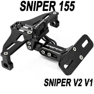 For YAMAHA Sniper 150 155 155R Sniper V3 V2 V1 Motorcycle Adjustable CNC License Plate Bracket With 