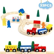 33pcs Wooden Train Track Toys Set with nice packaging box