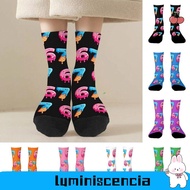 Luminiscencia Memecrew Long Socks - Cotton Cartoon Design, Ice Cream Themed, Breathable & Warm for M