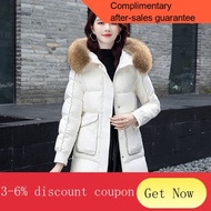 ! Down Jacket Down Jacket Women's Winter2021New Fashion Casual Thick Warm White Duck down Mid-Length Hooded Jacket