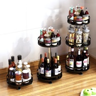 Rotatable Spice Rack Kitchen Oil Salt Sauce Vinegar Bottle Corner Wall Spice Rack Countertop Storage