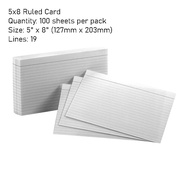 Decamax White Index Card / Ruled Card (100 Sheets/Pack) 3 x 5" / 4 x 6" / 5 x 8"