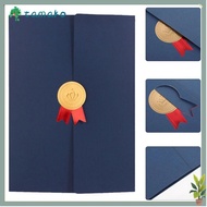 TAMAKO Diploma Cover, Three-fold Page Gilding Process Award Certificate Holder, Exquisite A4 Paper E