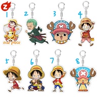 One Piece Keychain Anime Peripheral Acrylic Pendant Luffy Zoro Cartoon Jewelry One Piece Comic Exhibition