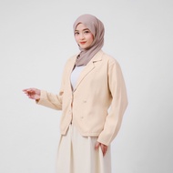 Women's Plain Ivory Premium Blazer – Ayzel Shevory | Elegant Hijab Semi-Formal Blazer