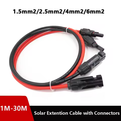 1-20Meters 1.5/2.5/4/6mm2 Black/Red Solar Extension DC Cable 16/14/12/10AWG Wire with PV DC Connecto