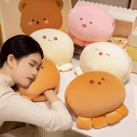 35cm Soft Octopus Plush Pillow Stuffed Ball Shape Aquatic Animal Warm Hands with Holes Warmer Cute F
