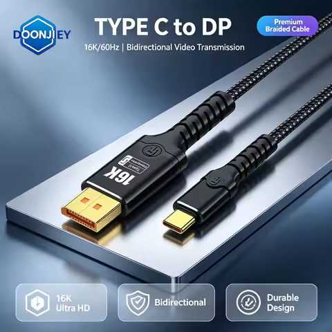 DOONJIEY 16K DP to Type C Cable Bidirectional USB C to Displayport 2.1 For Thunderbolt 4/3 54Gpbs Ma