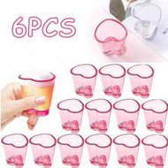6pcs Heart-Shaped Mini Shot Glass Set, Cute Bar Accessories, 1.7oz Transparent Adorable Mini Shot Gl