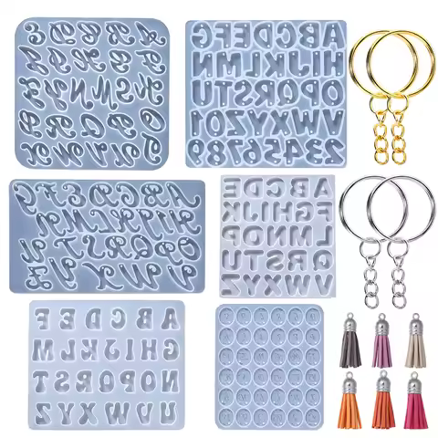 Alphabet Epoxy Resin Silicone Mold Letter Number Mould DIY Keychain Earring Pendant Epoxy Resin Jewe