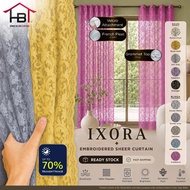 [HOME BLIND] Ixora Embroidered Sheer Langsir Semi Blackout/Vecro Hook or Ring/(Ixora Ready Made Curt