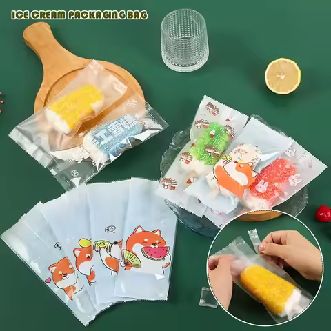 100Pcs Transparent Ice Cream Packaging Bag Homemade Popsicle Ice Cream Food Packaging Bag Disposable